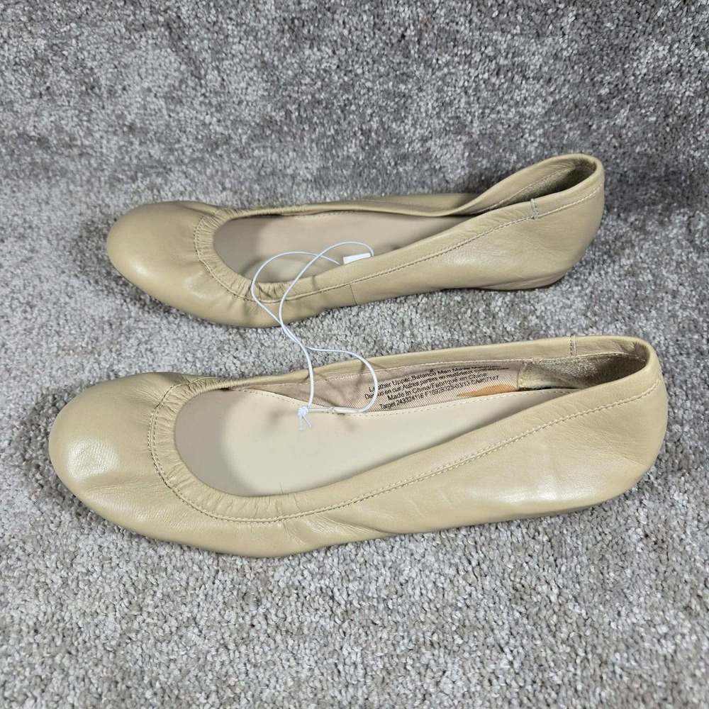 Merona Emma Ballet Flats Birch Beige Leather Round Toe Womens 9